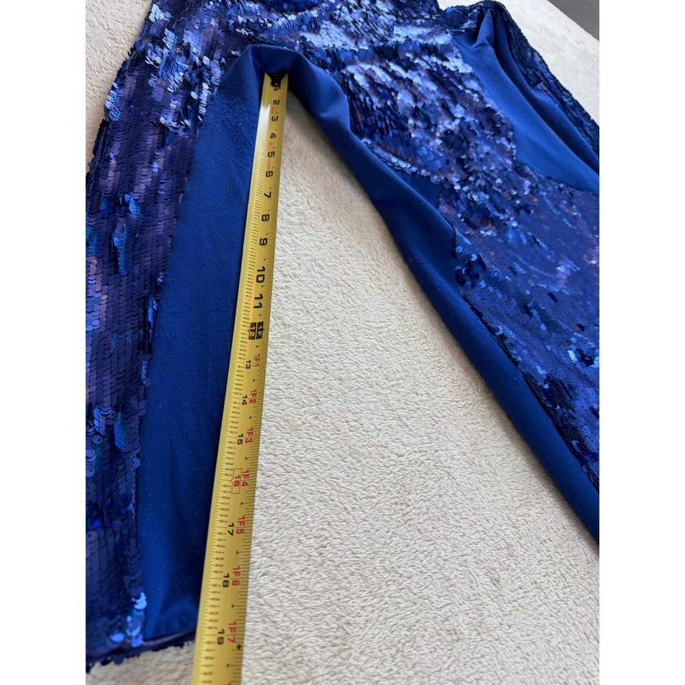 Dress The Population Royal Blue Sequin Long Sleeve Bodycon Mini Dress Large - Picture 5 of 10